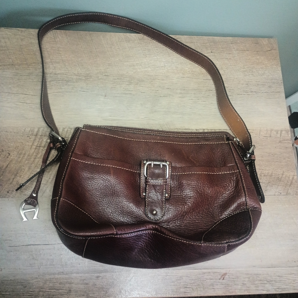 Etienne Aigner Equestrian Old Money Saddle Shoulder Bag Brown Buckle Classic 90s